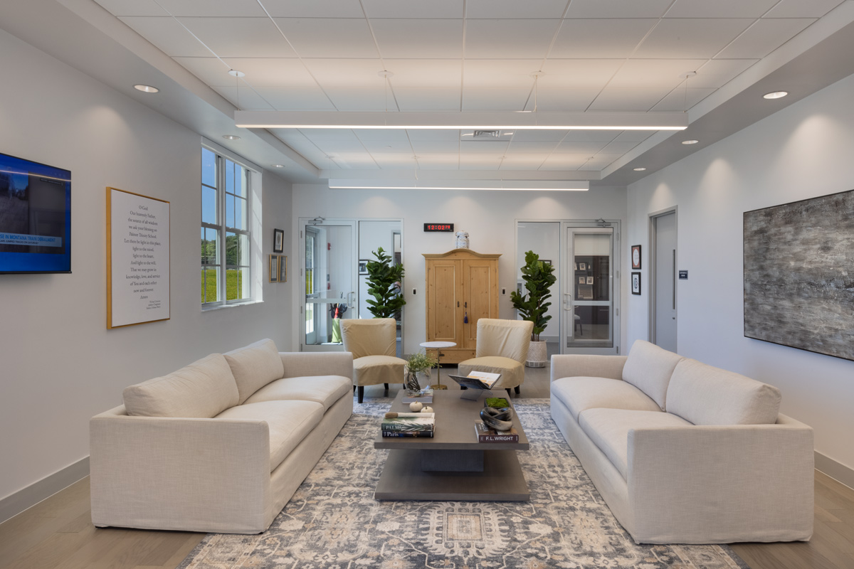 Interior design view of Palmer Trinity student center reception in Miami, FL